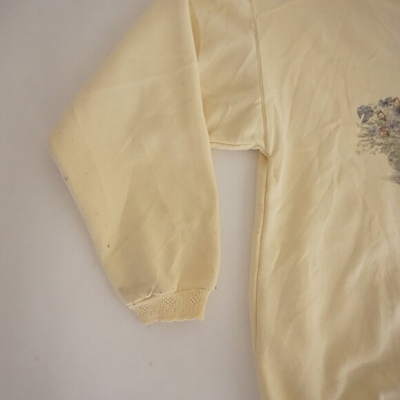 Vintage Northern Reflection Butter Yellow Prairie Floral Garden Basket Sweater M - Picture 7 of 11